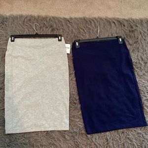 Grey and Navy Pencil Skirt